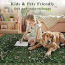 Floral Washable 6x9 Area Rug，Dark Green Boho Rugs for Living Room, Soft Low-Pile Non-Slip Stain Resistant & Non-Shedding Carpet for Bedroom, Dining Room, Office, Entryway, Nursery by TinyTreasures Baby Boutique