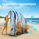 ZAZE Picnic Blankets Beach Blanket, 80''x80'' Extra Large Thick 3-Layers, Sandproof Machine Washable Waterproof Foldable Oversized XL Outdoor Mat, for Camping, Park, Travel, Grass(Blue White Stripe) by TinyTreasures Baby Boutique