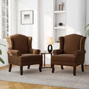 Accent Chair, High Back Upholstered Armchair with High Resilience Sponge & Wood Legs, Mid-Century Modern Comfy Single Sofa Reading Chairs for Living Room, Bedroom (Brown, Set of 2) by CozyNest Decor