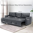 Naomi Home Transform Any Space: Sleeper Sectional Sofa with Convertible Sofa Bed & Inviting Chaise. Find Tranquil Comfort with Stress-Relieving Design & Durable Cushions - Dark Gray/Air Leather by CozyNest Decor