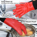 GEEKHOM Silicone Grilling Gloves, Heat Resistant Oven Mitts, BBQ Gloves, Waterproof Non-Slip for Barbecue, Cooking, Baking, Fryer, Red by GreenHaven Gardens