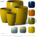 Emissary Home and Garden Bullet 11.5 in. Mustard Yellow Ceramic Round Planter (11.5 in. L x 11.5 in. W x 14 in. H) with Drainage Hole by CozyNest Decor