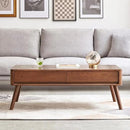 100% Solid Wood Lift Top Coffee Table for Living Room, Mid Century Modern Tables with Drawers and Large Storage, Oak Wood Coffee Tables for Small Spaces (Oak Walnut Color, 47.24"W x 23.62"D x 25.59"H) by CozyNest Decor