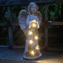 Angel Solar Garden Outdoor Statues with Succulent Plants and 6 LED Lights– Outside Solar Garden Decor Figurines -Remembrance & Sympathy Gifts Decorations by CozyNest Decor