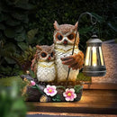 Json Garden Owls Statue with Solar LED Lantern, Loving Owls Family Embrace, Gifts for Mom Yard Art, Whimsical Figurine Large Sculpture Lighted Outdoor Mother's Day Spring Decorations for Lawn, Porch by CozyNest Decor