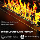 Ciays 43-Inch Rectangular Propane Fire Pit with 60,000 BTU Output, Fire Pit Table Premium Gas for Outside Patio with 304 Stainless Steel H-Burner, Glass Stones, and Wind Guard,Black by GreenHaven Gardens