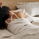 PHF 100% Cotton Waffle Weave Blanket Twin Size, Soft Lightweight Breathable Cozy Summer Blankets for Bed, Luxury Aesthetic Woven Bedding for Home Decor, 66"x90", Oatmeal by CozyNest Decor
