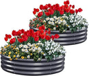 KING BIRD Raised Garden Bed Galvanized Round Planter Box Outdoor for Gardening, Plants, Vegetables, Flowers, Dark Grey, 47x47x12 in 2 Packs by GreenHaven Gardens