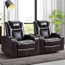 CANMOV Electric Power Recliner Chair Set of 2, Breathable Leather Home Theater Seating with Hidden Arm Storage, Power Recliner Chair for Living Room with USB Ports and Cup Holders,Brown by CozyNest Decor