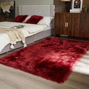 AMTOVO Faux Fur Sheepskin Rug for Living Room, 4 x 6 ft Burgundy Fluffy Area Rug for Bedroom, Playroom, Luxury Room Decor, Rectangle by CozyNest Decor