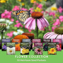 Survival Garden Seeds 10 Flower Collection - Four O’Clock, Chamomile, Shasta Daisy, Purple Coneflower, Marigold, Morning Glory, Nasturtium, Snapdragon, Sunflower, Zinnia - Non-GMO Heirloom Varieties by GreenHaven Gardens