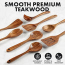 Zulay Kitchen Premium 8-Piece Wooden Spoons - Smooth Finish, Natural Teak Wood, Non-Stick, Handmade by CozyNest Decor
