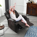 Power Recliner Chair with Heat and Massage, PU Leather Home Theater Seating with LED Lights/Cup Holders/Side Pocket/USB Port, Reclining Sofa Chair for Living Room (1, Brown) by CozyNest Decor