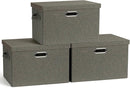 Large 17" 36 Quart Collapsible Stackable Storage Bins with Lids, 3 Packs Dark green Foldable Fabric Closet Storage Boxes with Lids, Heavy-duty Linen Cube Baskets(17x12x11) by TinyTreasures Baby Boutique
