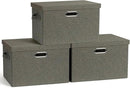 Large 17" 36 Quart Collapsible Stackable Storage Bins with Lids, 3 Packs Dark green Foldable Fabric Closet Storage Boxes with Lids, Heavy-duty Linen Cube Baskets(17x12x11) by CozyNest Decor