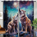 Wildlife Blackout Curtains for Boys Girl Bedroom Decor,Fantasy Starry Full Moon Wolf Howling Thermal Insulated Grommet Drapes Darkening Window Curtain for Living Room Home 84x84 inch by TinyTreasures Baby Boutique