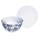 Amazon Basics Nesting Melamine Mixing Round Bowl with Lid and Non-Slip Base, 5 Sizes, Blue and White Floral, Set of 10, 4 quarts, 3 15/16",7 9/16",8 7/8",10",11 1/4" by CozyNest Decor