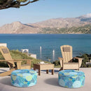 Inflatable Ottoman Stool D21 xH9 for Outdoor/Indoor Use, Water Repellent Patio Foot Rest Stool with Portable Handle,Round Pouf Ottoman Suitable for Garden,Deck and Camping - Dahlia Blue by CozyNest Decor