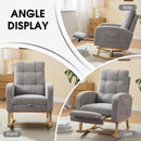 NIOIIKIT Nursery Rocking Chair, Corduroy Upholstered Rocking Chair with Adjustable Footrest, Tufted Rocker Chair with Side Pocket, Glider Rocker for Living Room, Bedroom (Gray Retro) by TinyTreasures Baby Boutique