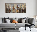 Mofutinpo Abstract Modern Canvas Wall Art for Living Room Cityscape New York Wall Decor City Theme Paintings Brown Framed Pictures Office Artwork Wall Decor Bedroom Above Bed by CozyNest Decor