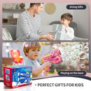 Jasny 2 Pack Rechargeable Dino Bubble Guns for Kids, LED Light Up Bubbles Machine Blower with 2 Bottles Refill Solution for Toddlers, Summer Wedding Toys Gift by TinyTreasures Baby Boutique