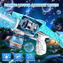 Automatic Bubble Machine Gun for Kids with 2 Bottles 5 Bags of Refill Solution Lights ElectricShark Bubble Gun Toys Outdoor Toys Gifts Wedding Easter Party Favor by TinyTreasures Baby Boutique