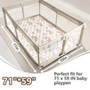 Baby Play Mats for Floor, 71”x59” Upgraded Thickness & Larger Super Soft Playmat for Babies and Toddlers, Foldable Washable, Upgrade Anti-Slip Crawling Mat for Playpen(Boho Rainbow) by TinyTreasures Baby Boutique