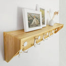 SKOLOO Wall Shelf with Hooks, 35-Inch Coat Rack Wall Mount with Shelf Organizer - Lightweight & Sturdy, 5 Tri Hooks - Perfect for Entryway, Hallway, Living Room, Bedroom, Mudroom, Natural & White by CozyNest Decor