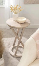 Kate and Laurel Aja Modern Round Side Table, 15 x 15 x 23, White, Decorative Modern Geometric Wood Bedroom Nightstand Table by CozyNest Decor