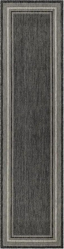 Unique Loom Outdoor Border Collection Area Rug - Soft Border (2' 7" x 10' Runner, Black/ Ivory) by GreenHaven Gardens