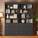 Vyre 71" Tall Farmhouse Bookshelves with Drawers, Large Modular Bookcase with Adjustable Shelves, Storage Cabinet for Living Room, Kitchen, Home Office, Black by CozyNest Decor