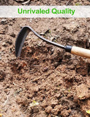 Japanese Weeding Sickle Hoe, 17" Gardening Hand Weeder Nejiri Kama Blade Tool Digging and Cutting Weed Remover, High-Carbon Steel One-Piece Molding with Hard Wood Handle, Very Sharp Edge Quick Work by GreenHaven Gardens