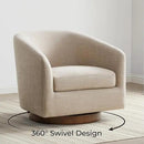 CHITA Swivel Accent Chair, FSC Certified Upholstered Fabric Barrel Chair for Living Room, Fully Assembled, Flax Beige by CozyNest Decor