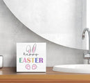 SRADMO Happy Easter Sign, Cute Bunny's Ear Easter Wood Box Sign Desk Decor, Easter Bunny Decorations, Easter Theme Wooden Block Box Sign Decoration for Home Office Shelf Table Decor by CozyNest Decor