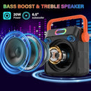 Karaoke Machine with 2 Wireless Microphones, Karaoke Machine for Adults & Kids, Portable Bluetooth Karaoke Speaker with Bass/Treble Adjustment, PA System, LED Lights, Supports TWS/USB/TF/REC/FM/AUX by TinyTreasures Baby Boutique