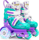 Adjustable Roller Skates for Kids Girls Ladies with Light Up Flash LED Wheels(Age 3-9),Three-Point Type Balance,Gift Box Packing for Toddlers,Children by TinyTreasures Baby Boutique