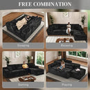 Modular Sectional Sofa Cloud Sectional Couch, 135" Comfy Fluffy L Shaped Black Couches for Living Room, Deep Seat Memory Foam Plush Corduroy Boneless Couch Sectionals with Right Facing Chaise Sofa by CozyNest Decor