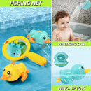 Bath Toys for Babies 6-12 Months+, Wind-up Ducks Bath Toys for Kids Ages 1-3, No Hole Ocean Animal Floating Pool Toys, Watering Can Fishing Net Water Toys for Toddlers by TinyTreasures Baby Boutique