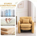 Chenille Accent Armchair Oversize Upholstered Barrel Comfy Modern Round Lounge Sofa Chair with Pillow Cozy Reading Chairs for Apartment,Office,Living Room,Dining,Makeup,Club,Yellow by CozyNest Decor