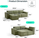 LINSY HOME Modular Sectional Sofa, 105" Boneless Couch L Shaped 3-Seat Sofa with Ottoman, Corduroy Sectional Cloud Couches for Living Room, No Assembly Required, Green by CozyNest Decor