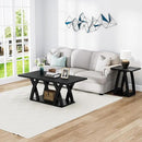 47” Wood Coffee Tables for Living Room Rustic Stands with Storage Shelf Black Coffee Tables for Living Room Farmhouse Center Stands with Shelf Farmhouse Rectangle Center Table by CozyNest Decor
