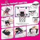LovesTown Mini Indoor Basketball Hoop for Kids, Pink Basketball Hoops Over The Door with LED Lighting - 4 Balls - DIY Stickers, Great for Home, Dorms, Offices, and Gifts for Girls by TinyTreasures Baby Boutique