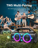 Speakers, 80w (Peak) Portable Wireless Speaker with Lights, Stereo Loud Sound, IP67 Waterproof, Deep Bass Outdoor Speakers Bluetooth 5.0 Dual Pairing for Home Party Beach Camping, Gifts by TinyTreasures Baby Boutique