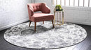 Unique Loom Rosso Collection Vintage, Geometric, Bohemian, Traditional, Distressed, Southwestern Area Rug, Round 3' 3" x 3' 3", Light Gray/Ivory by CozyNest Decor