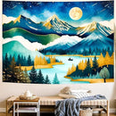 Delur Mountain Tapestry Boho Moon Stars Starry Night Tapestry Wall Hanging Forest Tree Nature Landscape Psychedelic Headboard for Bedroom Living Room Home Decor (51.2" x 59.1") by CozyNest Decor