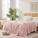Snuggle Sac Pink Waffle Bedding Blankets Queen Size 90x90 inches, Reversible Microfiber Fluffy Fuzzy Soft Throw Cozy Knit Blanket for Women Mothers Birthday Gifts by CozyNest Decor