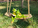 Artisan Flair Hanging Swing Frog Statues - Frog Statues for Garden Outdoors, Reading Book Frog Statue Figurine, Resin Couple Frog Statue for Garden, Balcony, Tree Decoration by GreenHaven Gardens