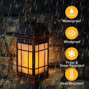 14" Solar Lantern Outdoor Waterproof, Glass Flickering Flame Solar Lanterns, Hanging Metal Lantern Decorative for Patio Front Porch Garden Backyard Tabletop Party Decoration by CozyNest Decor