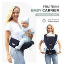 FRUITEAM 6-in-1 Baby Carrier with Waist Stool, Adjustable for Breastfeeding, One Size Fits All - Adapt to Newborn, Infant & Toddler (Navy) by TinyTreasures Baby Boutique