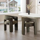 Green Sherpa Dining Chairs Set of 2, Modern Barrel Dining Room Chairs Upholstered Faux Fur Accent Chair with Arms and Round Back for Living Room Kitchen Armchair No Assembly Needed by CozyNest Decor